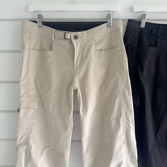Prana Lot of 2 Women's Cargo Style Pants Black & Tan Size Medium Short - Picture 4 of 15